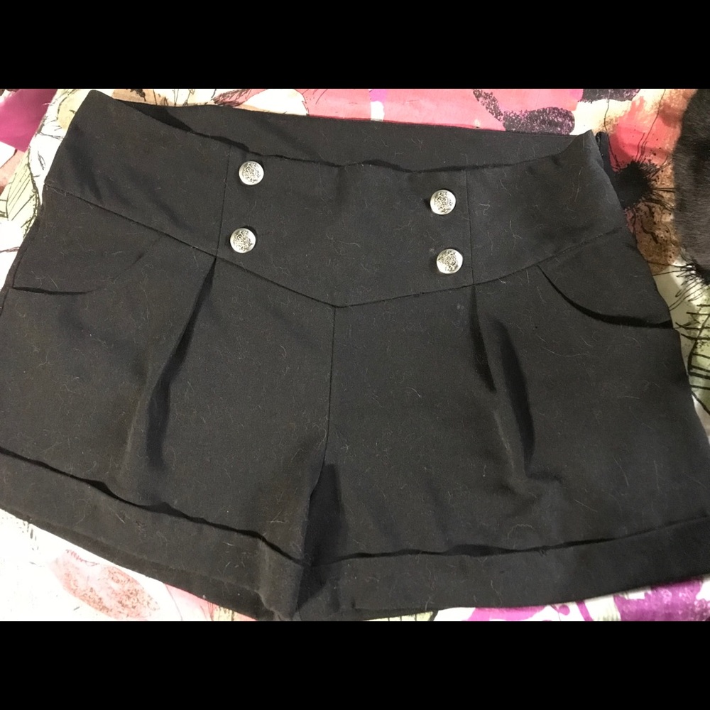 Plus Size Sailor High Waist Black Shorts